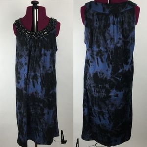 Michael Kors Blue Embellished Dress Size M Tie Dye